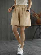 Casual elastic waist shorts from Trendsi featuring a relaxed fit, soft fabric, and versatile style for everyday wear.