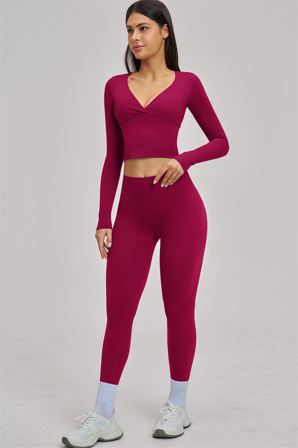 Fitglutes Activewear long sleeve crop top from The Swoon collection, shown in a stylish, fitted design ideal for gym and workout sessions.