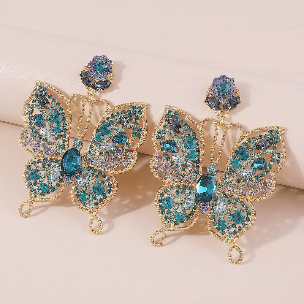 Shopimist butterfly rhinestone dangle earrings featuring sparkling stones and delicate butterfly design for elegant style.