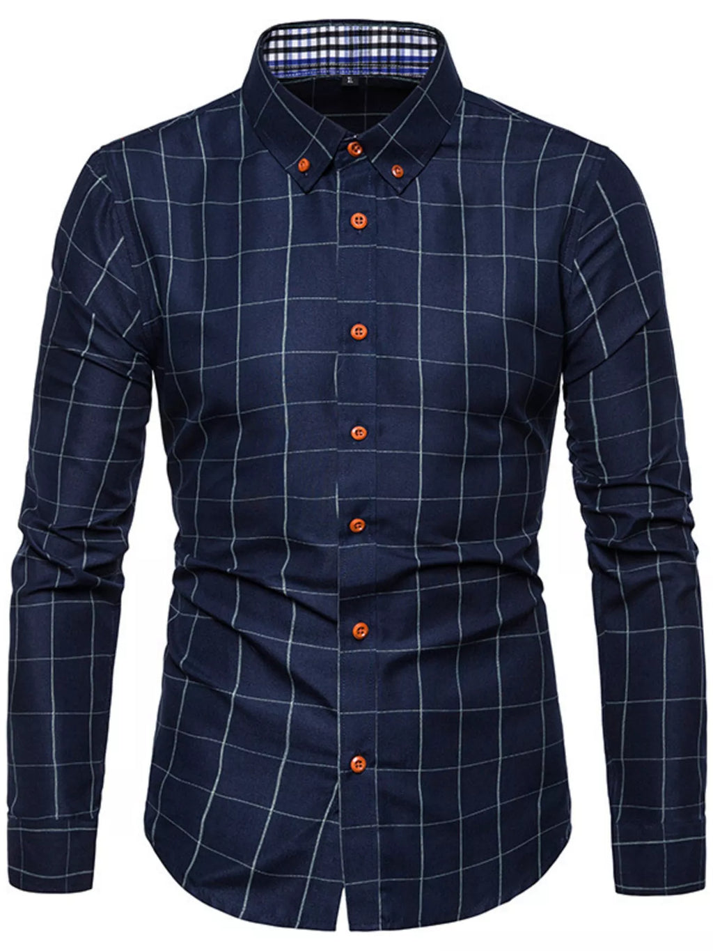 Men's plus size classic plaid button-down shirt by Trendsi, shown in a relaxed fit with a traditional collar and button-front design.