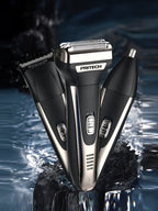 Trendsi 3-in-1 multifunctional electric grooming shaver set with portable design, ideal for facial hair trimming and grooming.