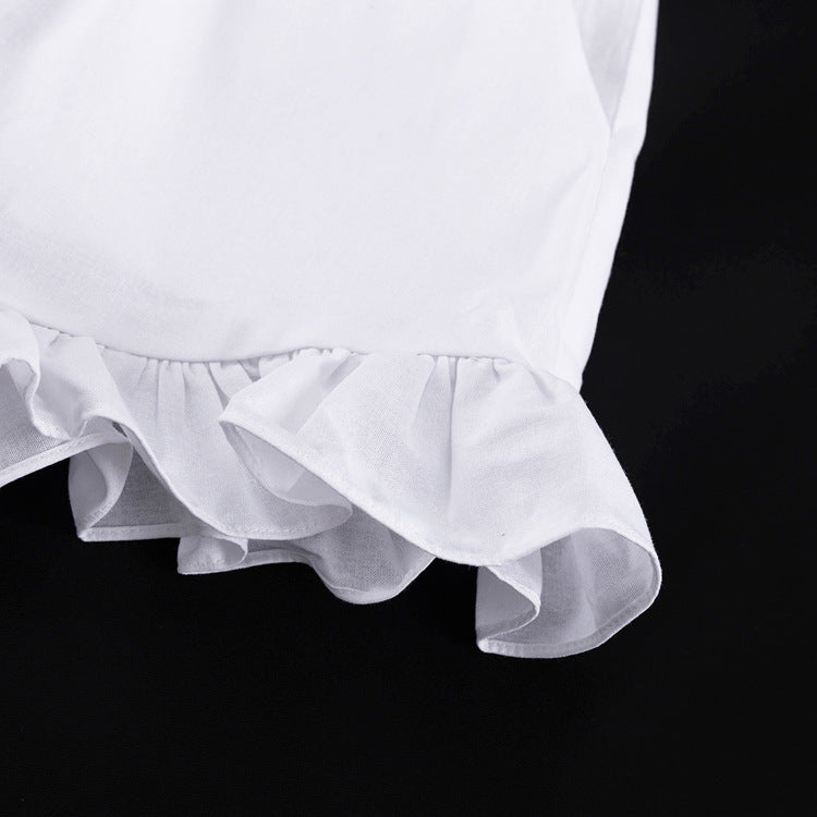 Women's linen-blend ruffled cropped blouse and shorts set by FitiqueFit, featuring a stylish, casual summer outfit with ruffle details.
