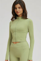 Fitglutes Activewear sports bra, zip jacket, and shorts 3-piece set for workout and gym activities.