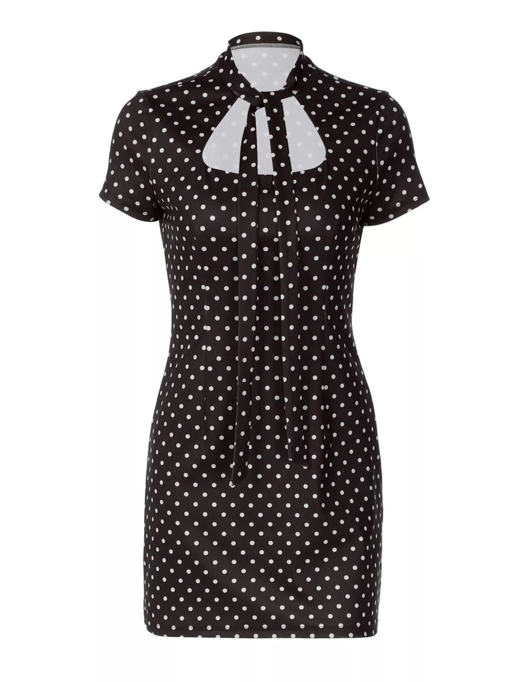 Polka dot cut-out front mini dress by Shopimist featuring a stylish design and playful pattern, shown on a model.