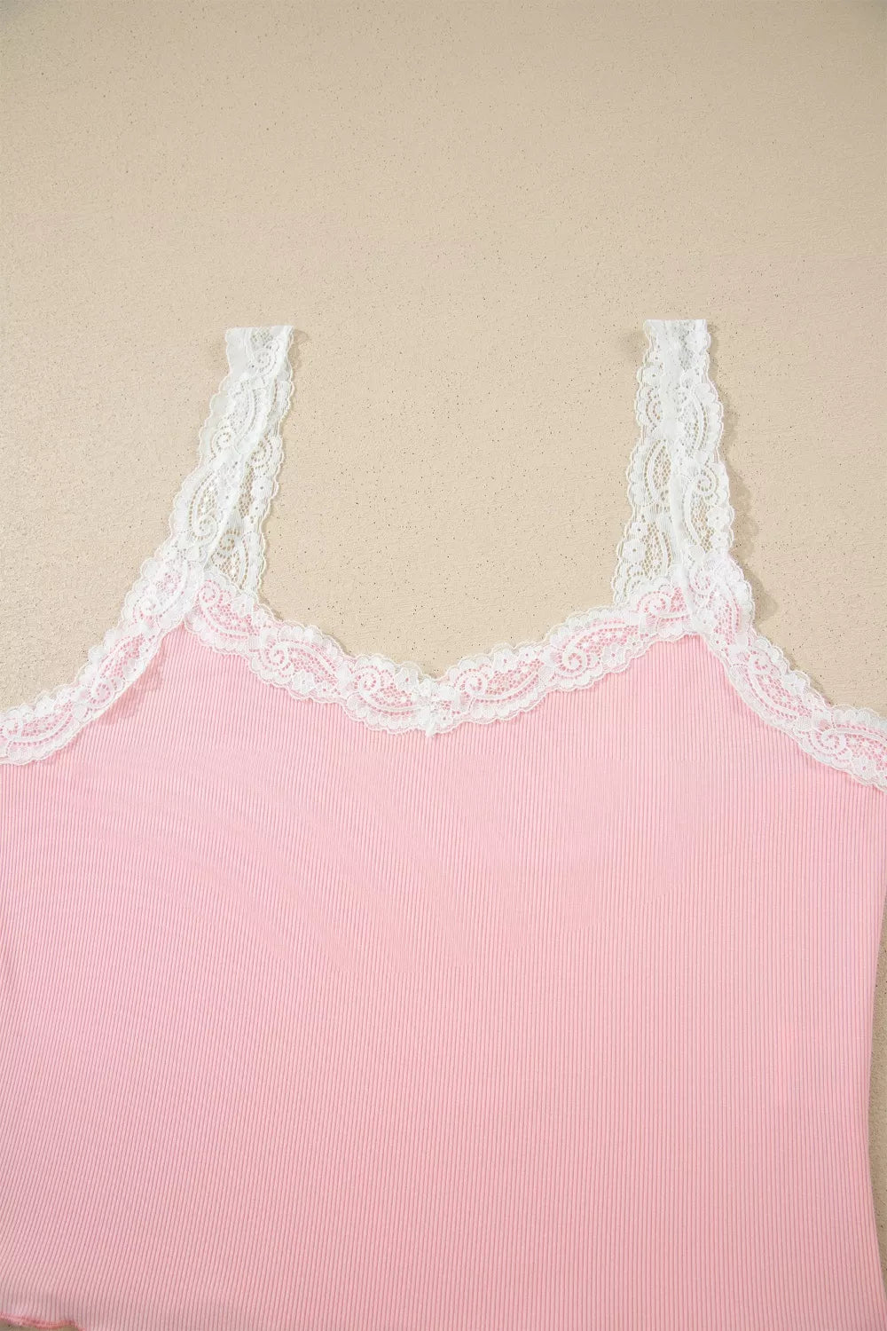 Ribbed knit lace straps patchwork lettuce hem cropped top with floral lounge shorts in a matching set by Plush Fashion Hub.
