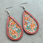 Elegant floral wood teardrop earrings by Shopimist featuring natural wood and floral design for stylish accessories
