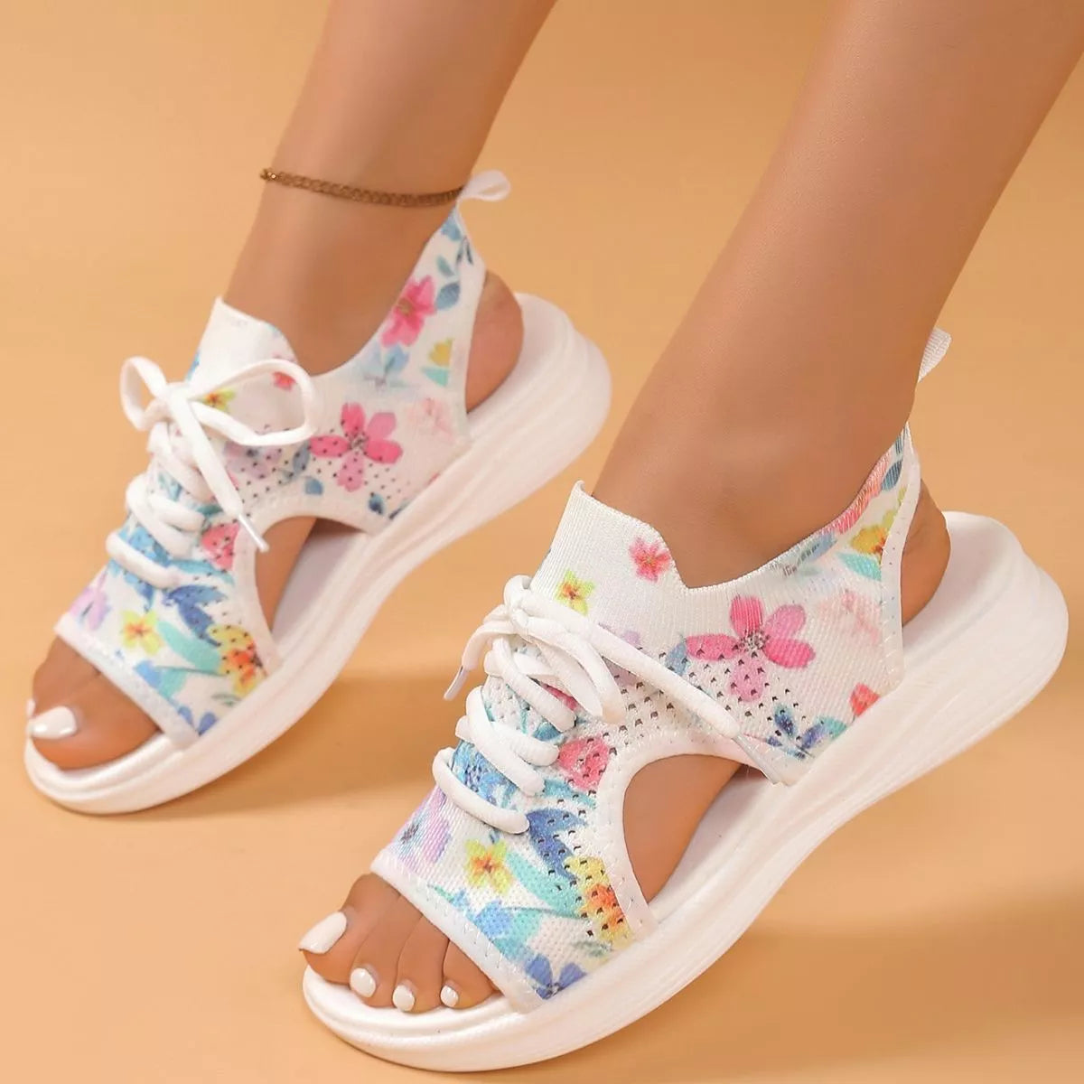 Colorful tie-dye breathable mesh sandals by Shopimist with open-toe design and cushioned sole for comfortable summer wear.
