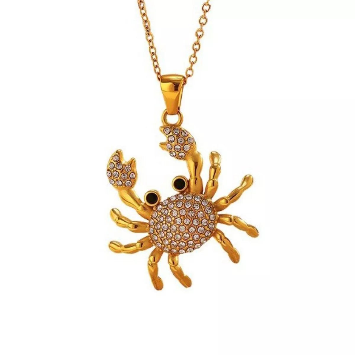 18K gold-plated crab pendant necklace with detailed crab design and chain, stylish jewelry by Shopimist.