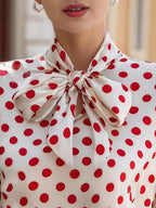Polka Dot Tie Neck Blouse