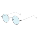 Retro round steampunk sunglasses with gothic style frames from Plush Fashion Hub, featuring vintage-inspired design and metallic accents.