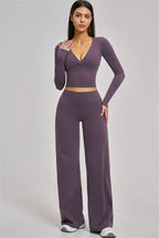 Fitglutes Activewear long sleeve crop top, stylish gymwear with a fitted design, perfect for workout or casual wear.