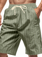 Men's plus size striped drawstring casual shorts by Trendsi, featuring a relaxed fit and comfortable waistband.