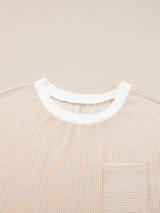 Women's ribbed color block shift dress with pockets by Trendsi, featuring a relaxed fit and casual style.