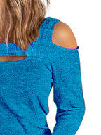 Women's elegant cold shoulder blouse by Trendsi featuring cutout design, chic casual polyester top, perfect for stylish everyday wear.