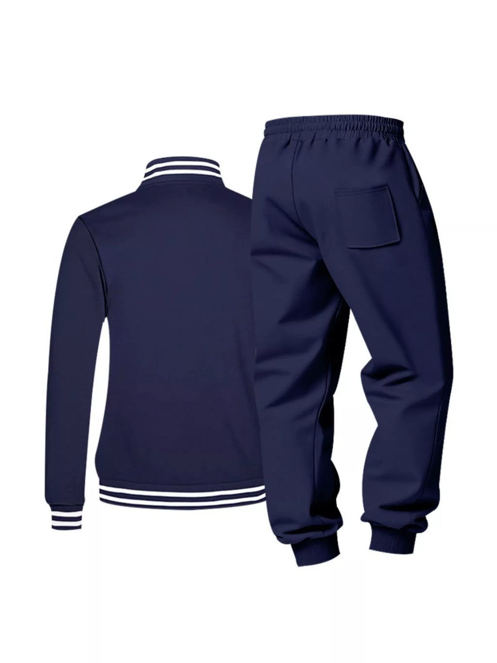 Men's plus size striped snap-down top and pants set by Trendsi, featuring a coordinated full-size casual outfit.