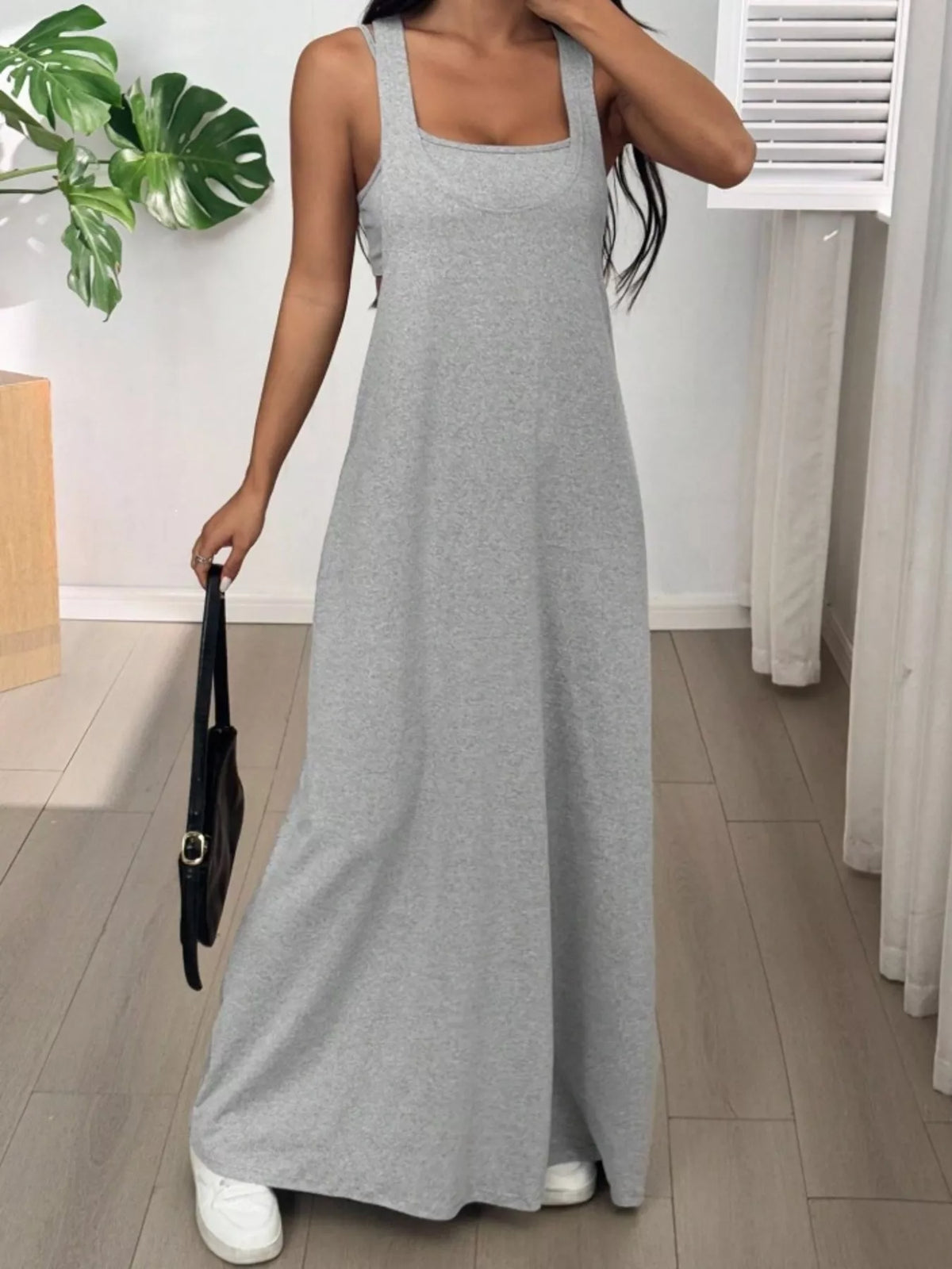 Scoop neck cami and maxi dress set by Plush Fashion Hub, featuring a stylish two-piece outfit in soft, flowy fabric.
