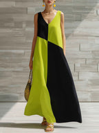 Women's color block sleeveless maxi dress by Trendsi featuring lightweight summer fabric and a stylish, modern design.