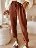 Simply Love casual corduroy drawstring waist pants shown in a relaxed fit with pockets and a soft, textured fabric.
