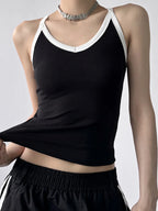 Contrast trim cami top from Trendsi, featuring a sleek design with contrasting details, perfect for casual or layered outfits.