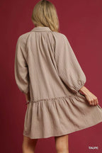 FitiqueFit Umgee V-Neck Tiered Mini Dress in casualwear style, featuring a flowing tiered skirt and V-neckline.