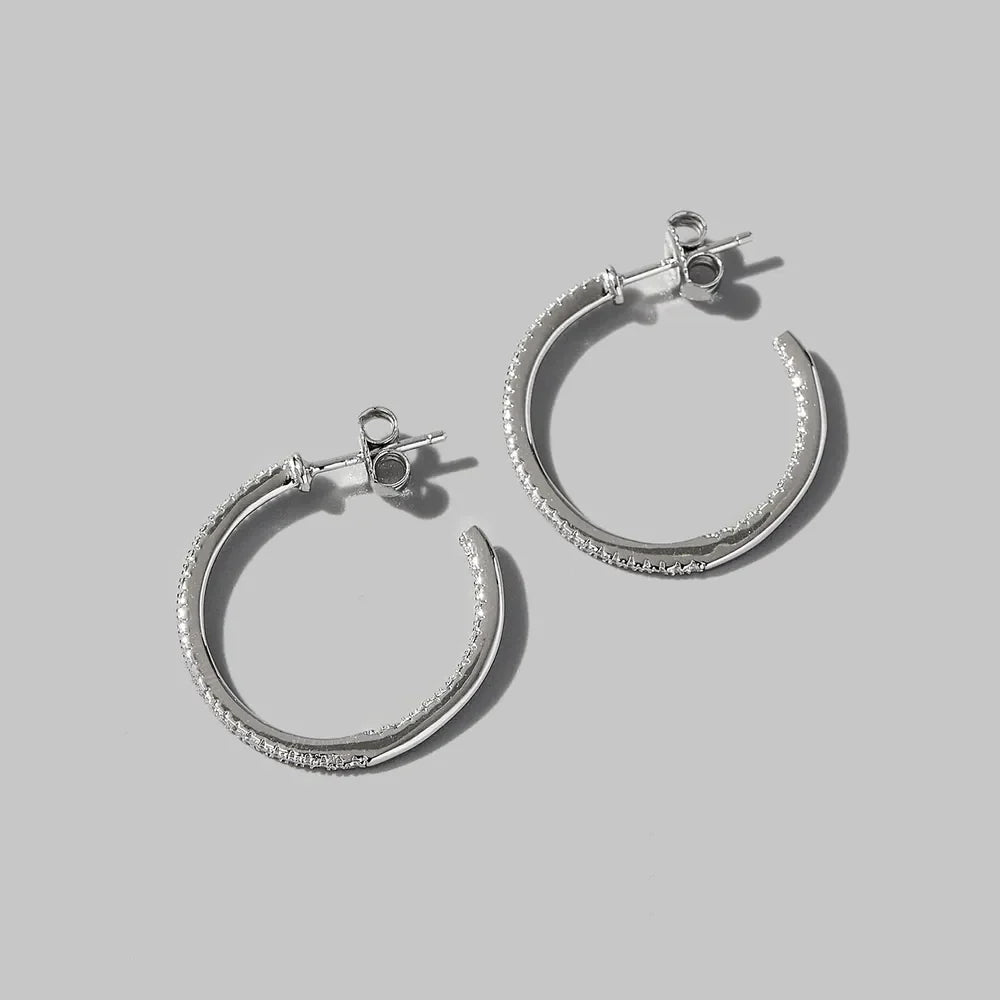 925 sterling silver zircon C-hoop earrings with sparkling stones, stylish jewelry accessory for women, from Plush Fashion Hub