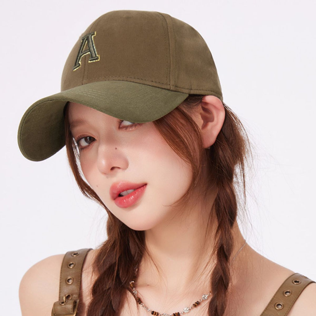 Cotton baseball cap by Trendsi featuring embroidered letter A, adjustable streetwear hat with casual style and comfortable fit.