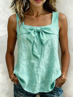 Women's square-neck sleeveless tank top with wide straps from Plush Fashion Hub, featuring a stylish and comfortable sleeveless design.