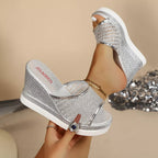 Open toe wedge sandals by Shopimist featuring a stylish design with a comfortable platform and ankle straps.