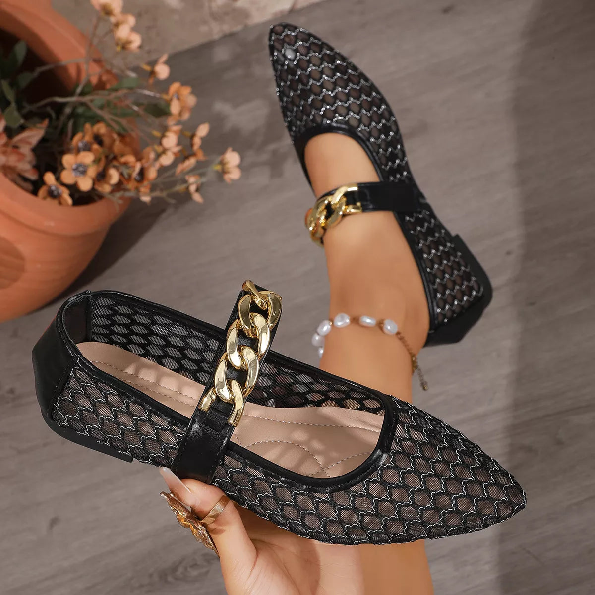 Point toe slip-on tops by Trendsi featuring sleek design and comfortable fit, shown in the image.