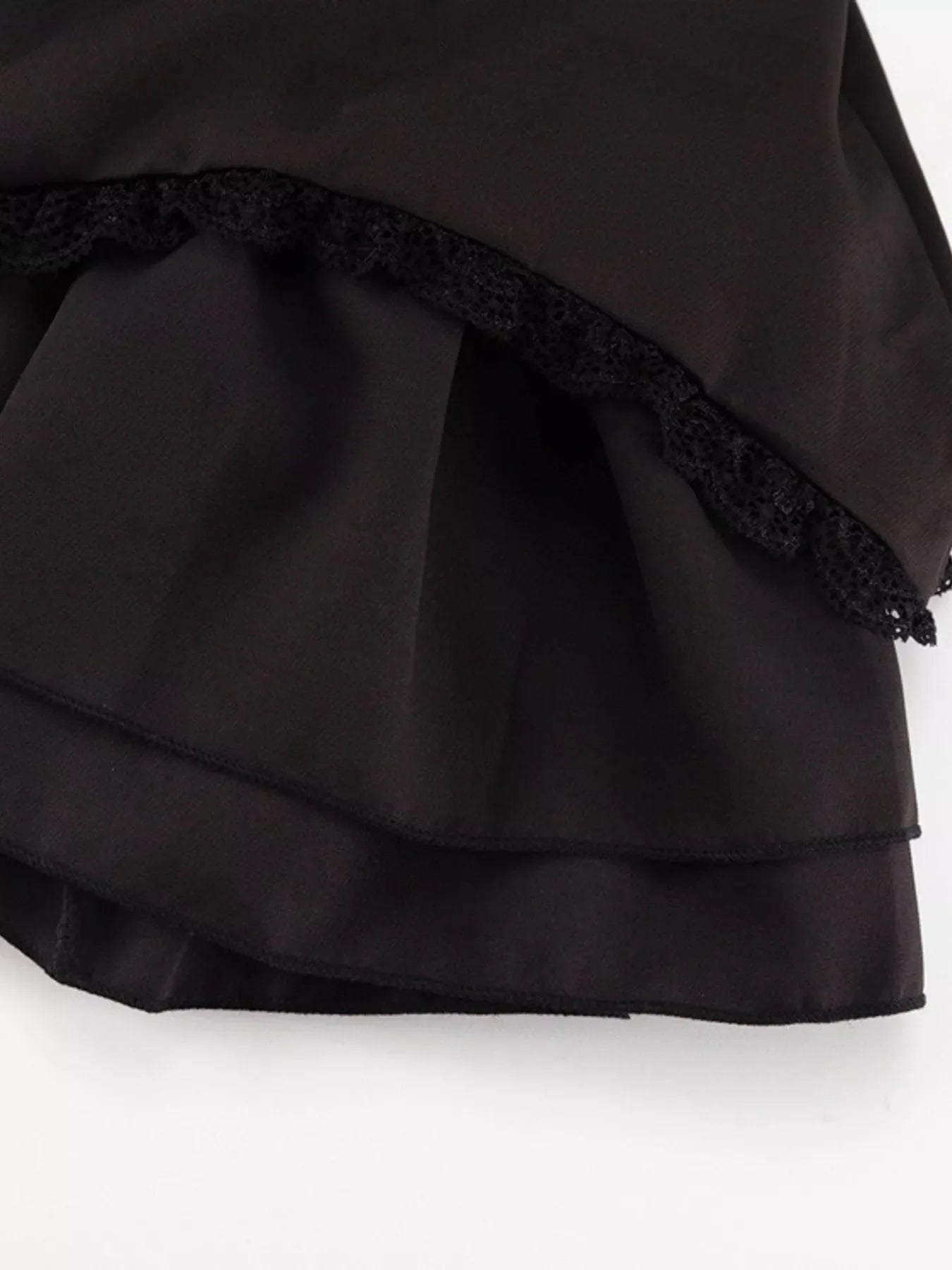 Shopimist tie-shoulder ruffled mini dress with feminine design and lightweight fabric, perfect for summer or casual occasions.