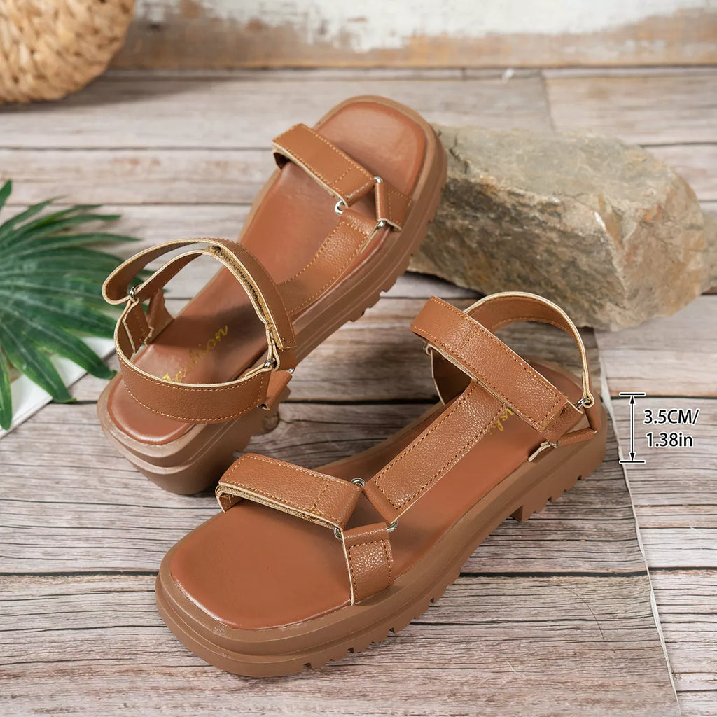 Open toe platform sandals by Shopimist featuring a stylish design with a chunky heel and adjustable ankle strap.