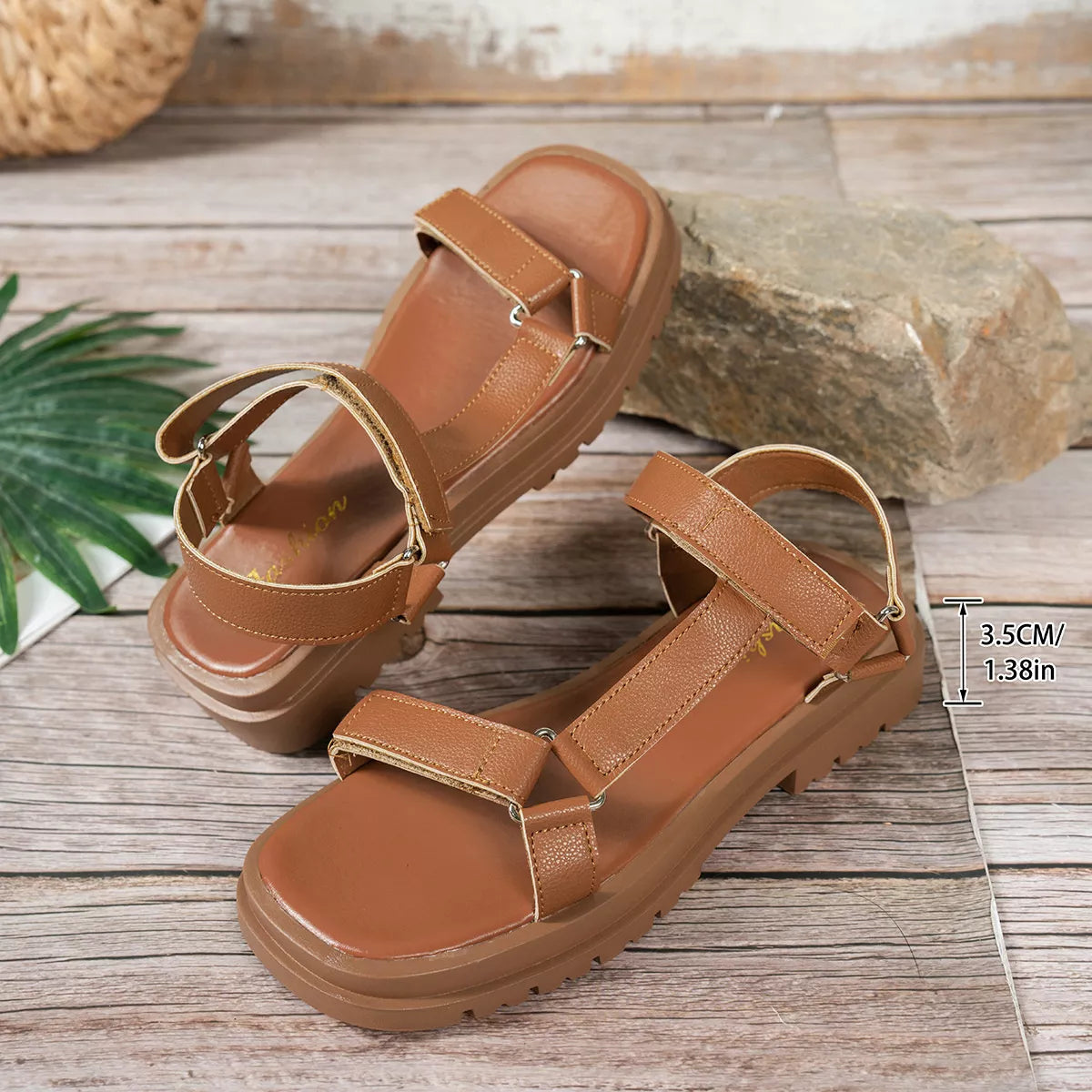 Open toe platform sandals by Shopimist featuring a stylish design with a chunky heel and adjustable ankle strap.