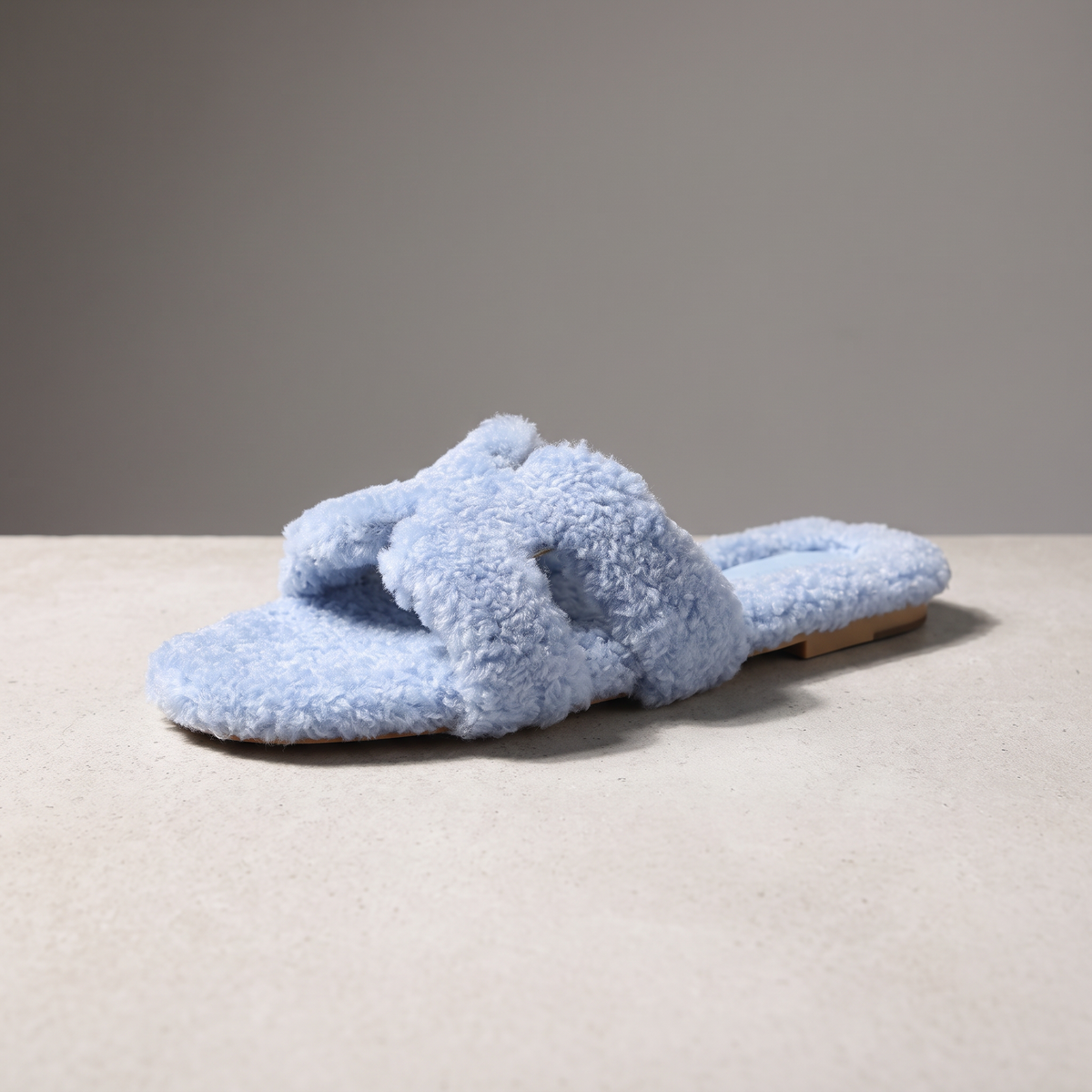Rainbow Lamb Fur Suede Slide Sandals