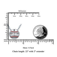 Sterling silver baseball pendant necklace with charm, 925 silver jewelry, stylish accessory with detailed baseball design.