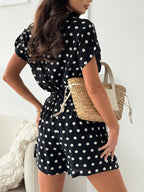 Polka Dot Button Up Shirt and Shorts Set