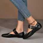 Shopimist round toe flats loafers with sleek design, featuring a smooth finish and comfortable slip-on style.
