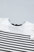 Stripe Contrast Knot Back Ruffle Trim Tank Top