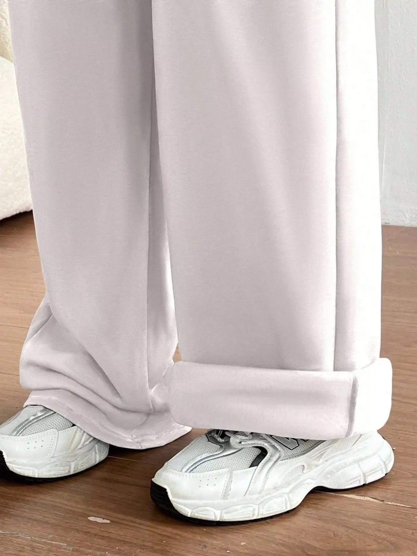 Simply Love casual high waist wide leg sweatpants with drawstring, made of soft, comfortable fabric for relaxed everyday wear.