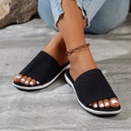 Open toe knit sandals by Plush Fashion Hub featuring a stylish design and comfortable open toe style for warm weather wear.