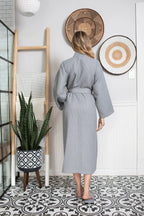 Lightweight women's waffle robe from Plush Fashion Hub, quick-dry spa comfort robe with eco-friendly fabric, shown in a relaxed fit.
