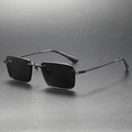 Pure titanium polarized sunglasses in retro British style, featuring classic frame design and tinted lenses by FitiqueFit.