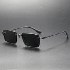 Pure titanium polarized sunglasses in retro British style, featuring classic frame design and tinted lenses by FitiqueFit.