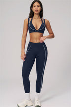 Fitglutes Activewear sports bra and leggings set featuring the Clarity Contour Line design, with a sleek, fitted look for workout wear.