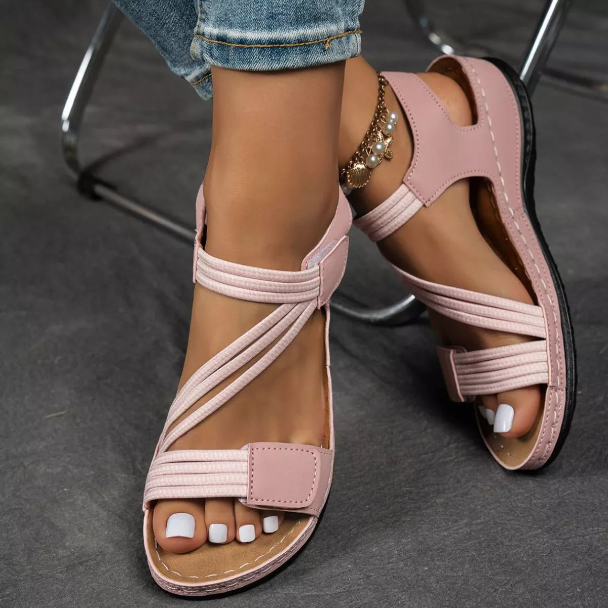 Open toe wedge sandals by Shopimist featuring a stylish design with a comfortable heel and strappy details.