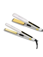 Trendsi 2-in-1 professional hair straightener and curling iron, black and silver, with digital temperature controls.