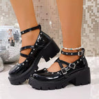 Plush Fashion Hub platform Mary Jane sneakers with chunky heels and sandal style, featuring a stylish and comfortable design.