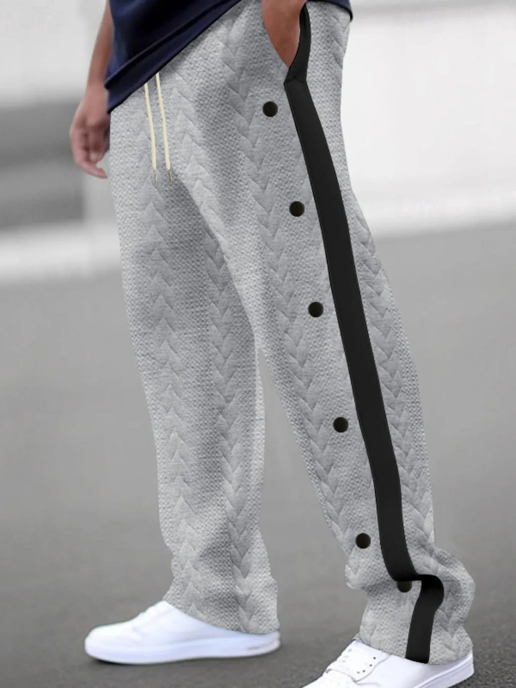 Plus size men's textured drawstring pants by Shopimist, featuring a comfortable fit and stylish design.