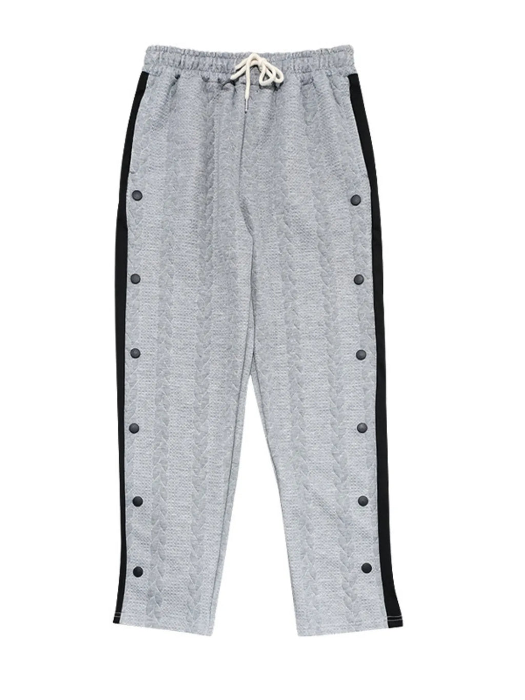 Men's plus size textured drawstring pants by Shopimist, showing the full-length pants with elastic waistband and drawstrings.