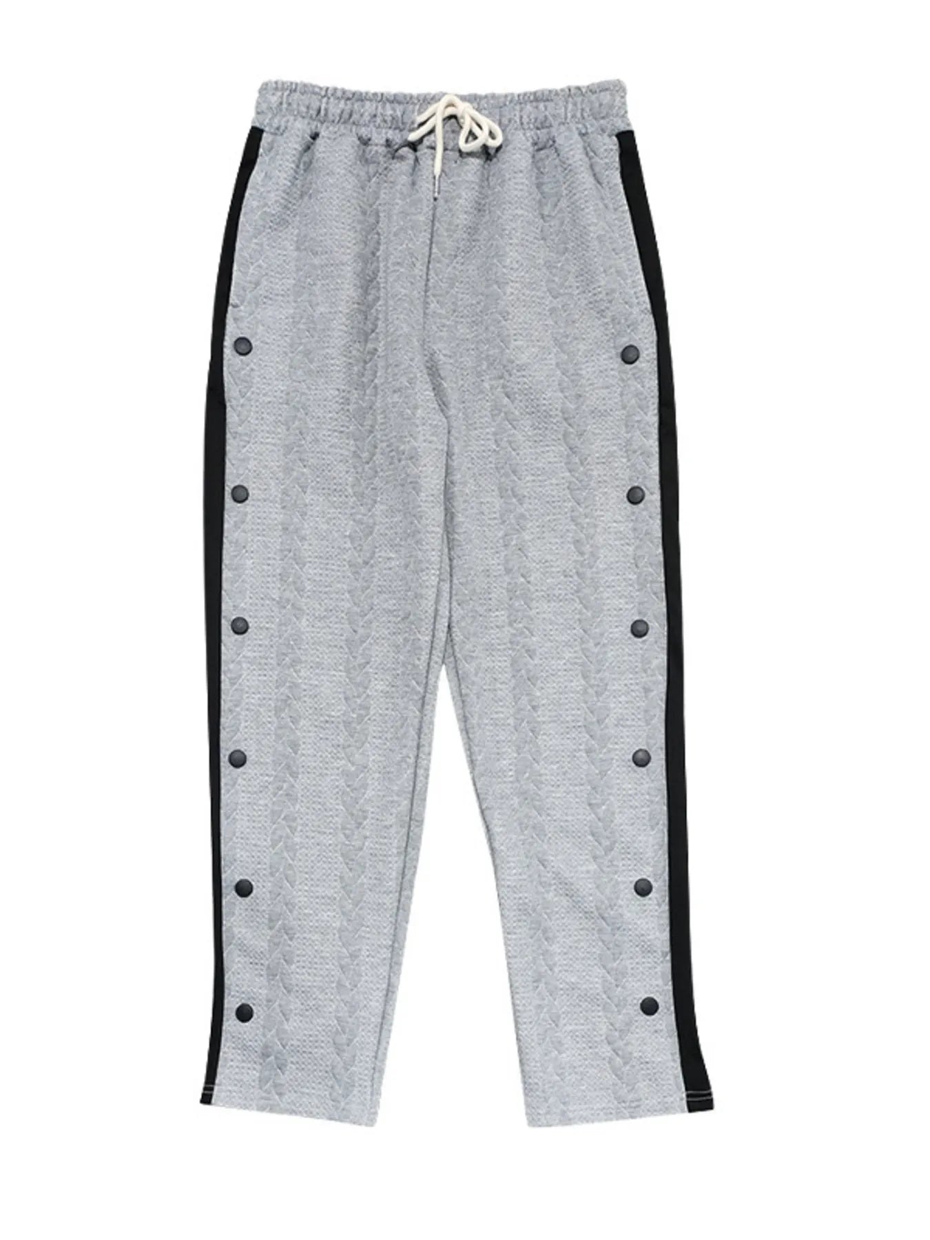Men's plus size textured drawstring pants by Shopimist, showing the full-length pants with elastic waistband and drawstrings.