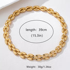 18K gold-plated chunky necklace with bold chain links, stylish jewelry piece showcasing a shiny, modern design.